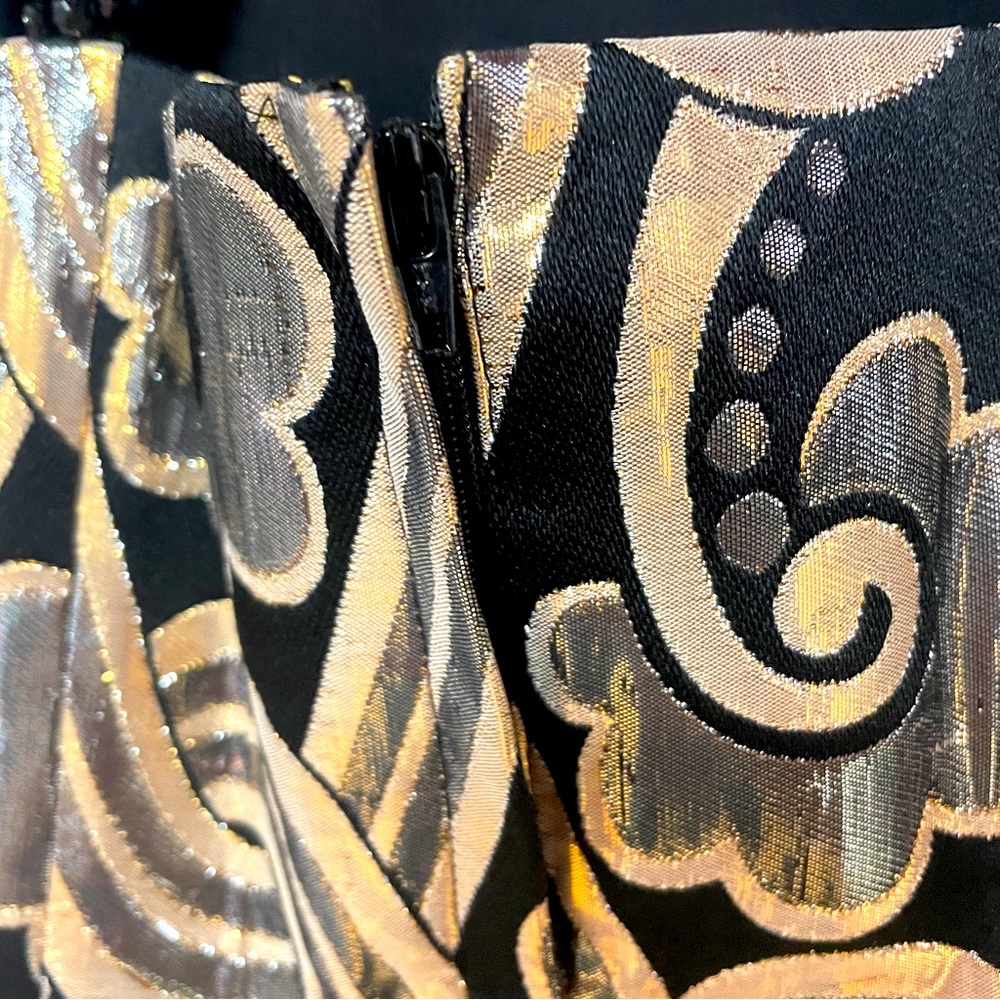 Lilly Pulitzer Sydney Brocade Black Gold Metallic Beaded Cocktail Dress Sz 2 - Picture 10 of 10